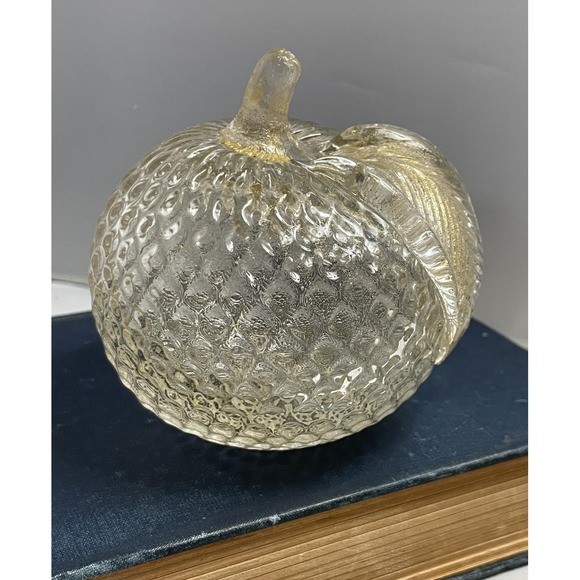 MURANO Art Glass Apple Gold Fleck Leaf Italy Paperweight 3.5 Inch Tall - Picture 1 of 11